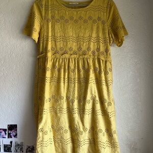 Tea n Rose Mustard Eyelet Dress